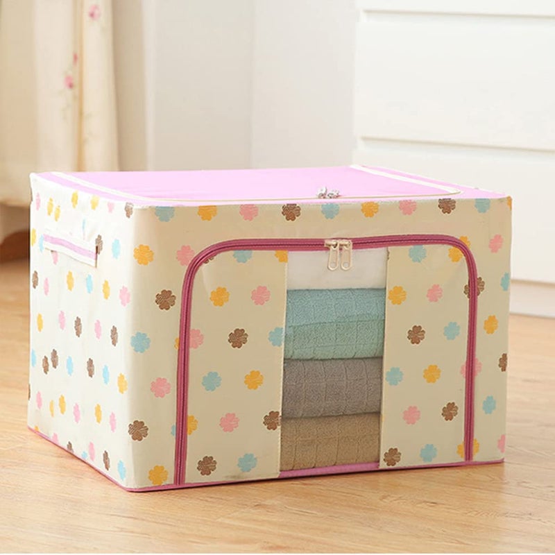 Morbrix Fabric Foldable Steel Frame Collapsible Wardrobe Storage Organizer Bag for Blanket Quilt Clothes Kids Dress Garment Shirt Saree Pack of 1 Random Color - Image 4