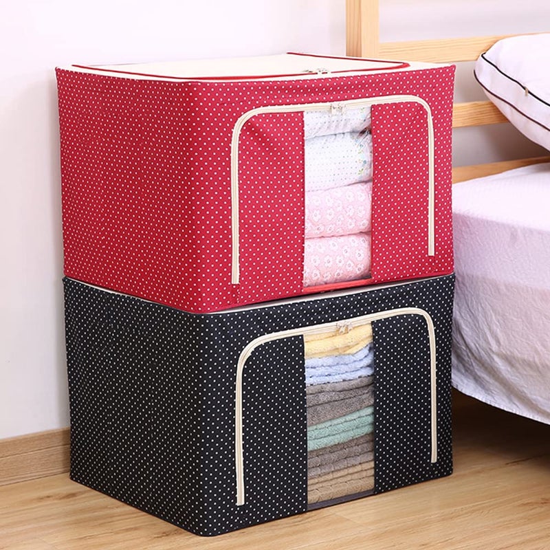 Morbrix Fabric Foldable Steel Frame Collapsible Wardrobe Storage Organizer Bag for Blanket Quilt Clothes Kids Dress Garment Shirt Saree Pack of 1 Random Color - Image 2
