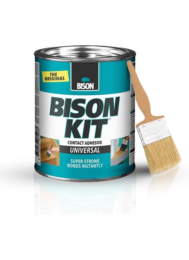 Bison Bison Kit Universal Contact Adhesive Glue, Super Strong, Liquid, 650ml with 1 Inch Brush  - Image 1