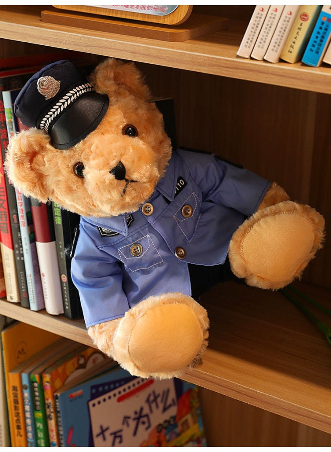 Police Bear Doll Traffic Police Bear Doll Uniform Fire Bear Teddy Bear Plush Toy Birthday Graduation Gift-Color:Brown-crossing Bear-Height:30cm [ready Stock High Quality]
