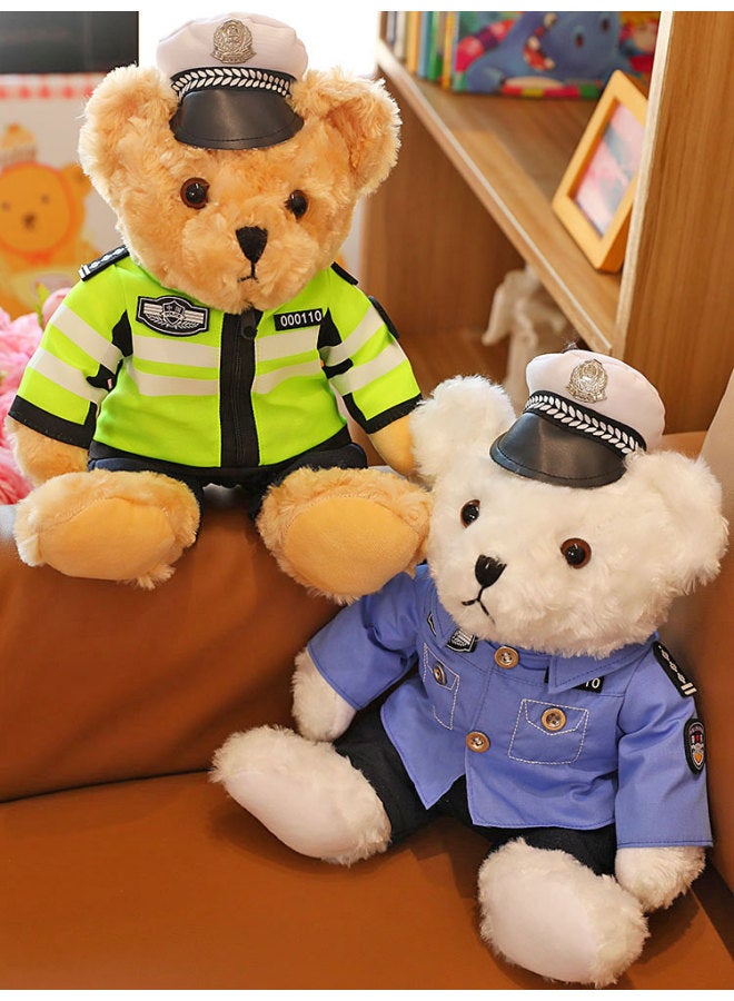 Police Bear Doll Traffic Police Bear Doll Uniform Fire Bear Teddy Bear Plush Toy Birthday Graduation Gift-Color:Brown-crossing Bear-Height:30cm [ready Stock High Quality]