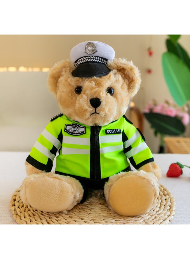 Police Bear Doll Traffic Police Bear Doll Uniform Fire Bear Teddy Bear Plush Toy Birthday Graduation Gift-Color:Brown-crossing Bear-Height:30cm [ready Stock High Quality]