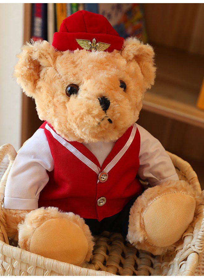 Police Bear Doll Traffic Police Bear Doll Uniform Fire Bear Teddy Bear Plush Toy Birthday Graduation Gift-Color:Brown-crossing Bear-Height:30cm [ready Stock High Quality]