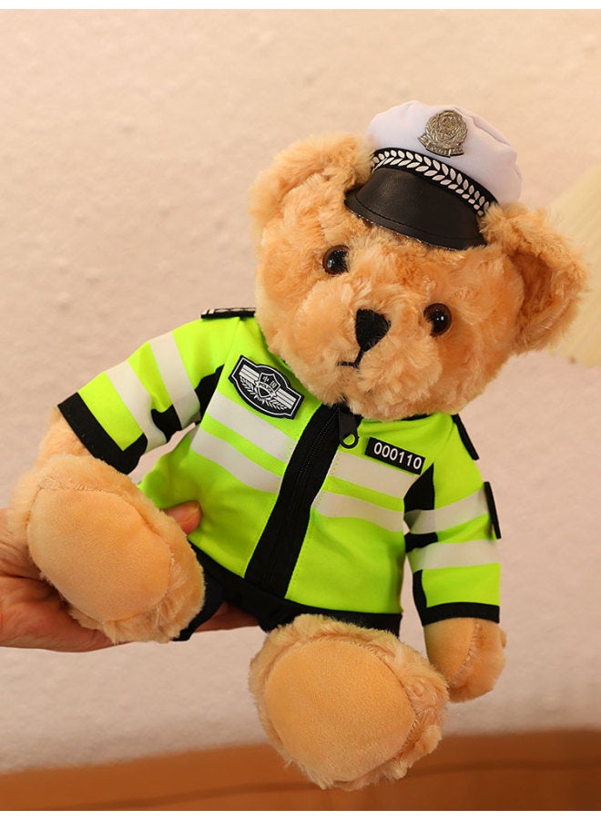 Police Bear Doll Traffic Police Bear Doll Uniform Fire Bear Teddy Bear Plush Toy Birthday Graduation Gift-Color:Brown-crossing Bear-Height:30cm [ready Stock High Quality]