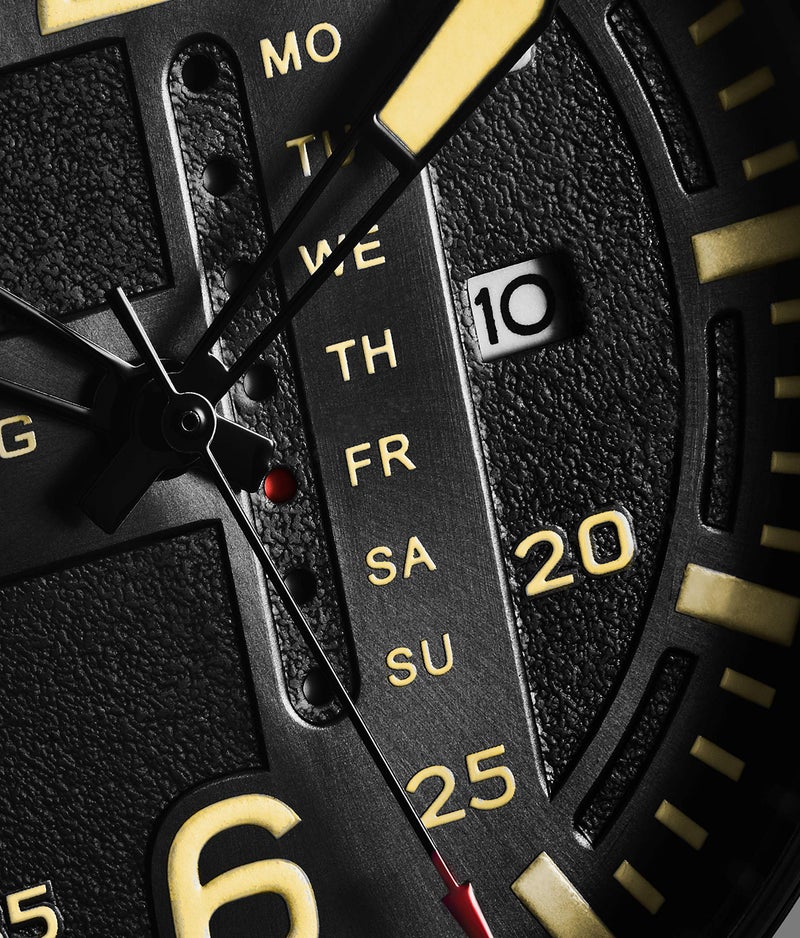 Stuhrling Original Mens Leather Watch -Aviation Watch, Quick-Set Day-Date Leather Band with Steel Rivets, - Image 5