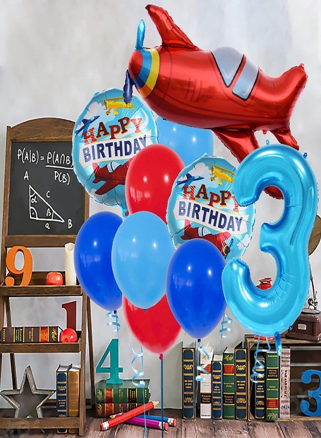 Eshilp 4th Birthday Party Decorations, Airplane Birthday Decorations, 4th Birthday Decor Boy Girl, Vintage Plane Mylar Digital 4 Balloon Set,Blue 4 Year Old Bday Time Flies Aviator Adventure Theme Kids - Image 4