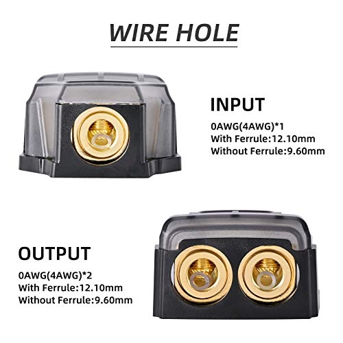 LEIGESAUDIO 0/2/4 Gauge in 0/2/4 Gauge Out Copper Power Distribution Block for Car Audio Splitter(1 in 2 Out) - Image 2