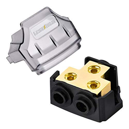 LEIGESAUDIO 0/2/4 Gauge in 0/2/4 Gauge Out Copper Power Distribution Block for Car Audio Splitter(1 in 2 Out) - Image 1
