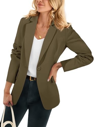Cicy Bell Womens Casual Blazers Open Front Long Sleeve Work Office Suit Jackets Blazer Army Green - Image 5