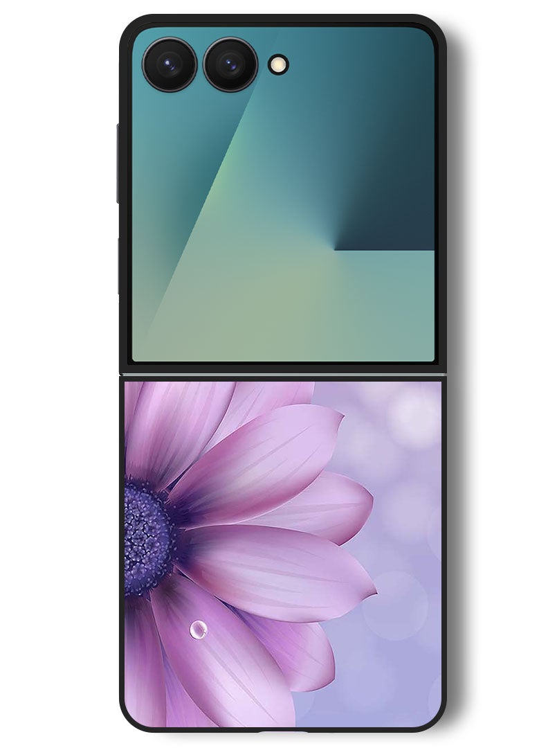 Theodor Case Compatible with Samsung Galaxy Z Flip 7 - 6.9 Inch Protection Shockproof Bumper Cover Purple Flower - Image 1