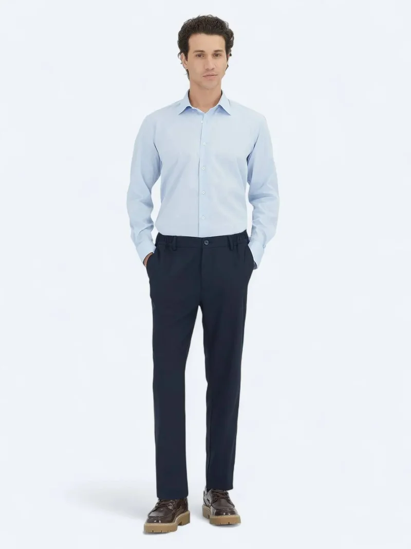 Kip Navy Blue Weaving Trousers