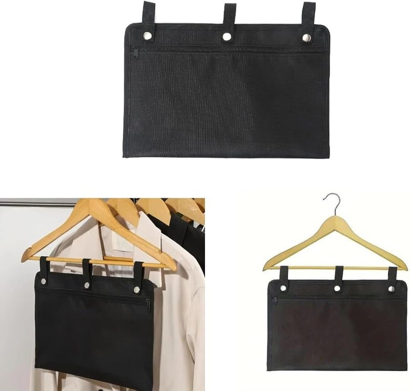 حقيبة معلقة سوداء ذات حجرة سرية لتخزين النقود والمجوهرات ومنظم السفر المنزلي - Image 5