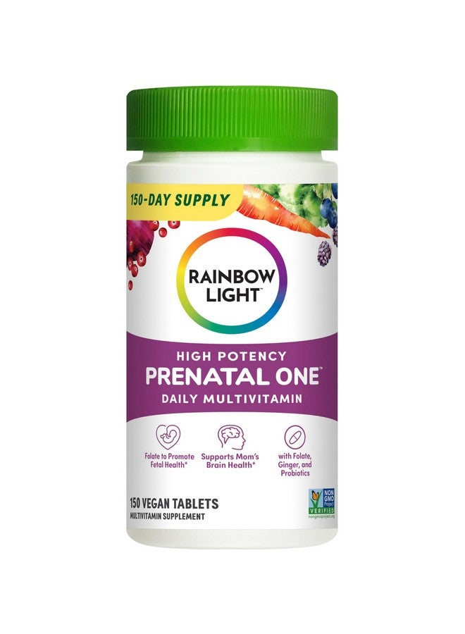 Rainbow Light Prenatal One High Potency Daily Multivitamin with Folate, Ginger and Probiotics; Supports Mom and Baby from Conception to Nursing; Vegan, 150 Tablets,* Pack May Vary - Image 1