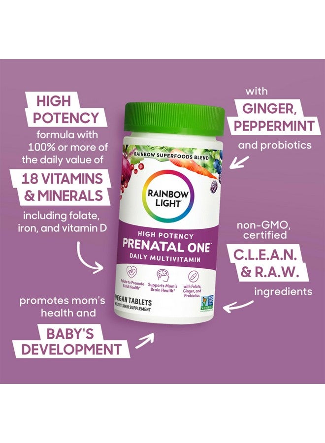 Rainbow Light Prenatal One High Potency Daily Multivitamin with Folate, Ginger and Probiotics; Supports Mom and Baby from Conception to Nursing; Vegan, 150 Tablets,* Pack May Vary - Image 3