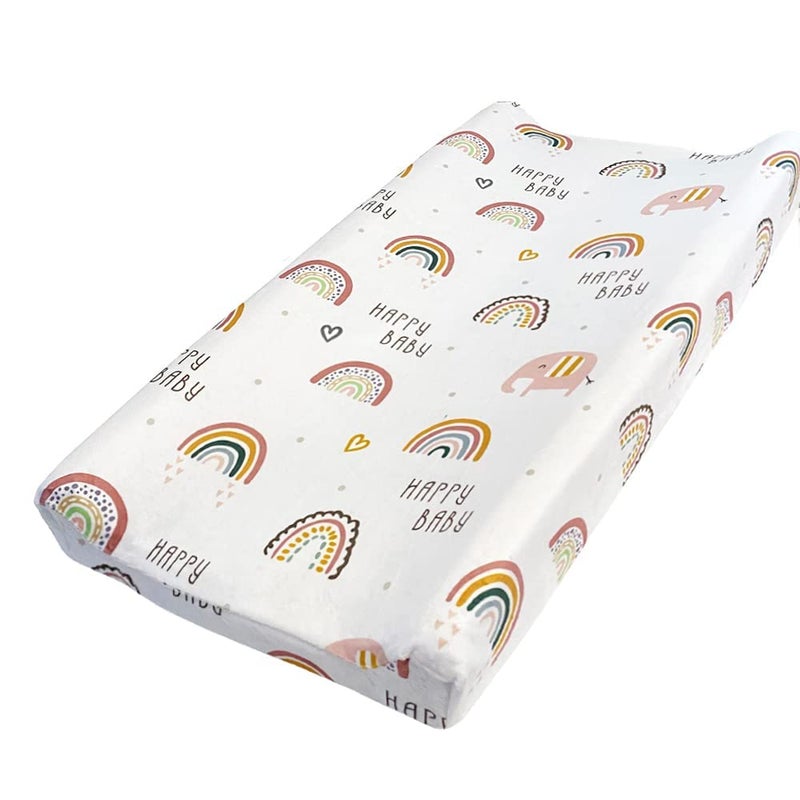iEvolve Changing Pad Cover Ultra Soft Minky Dots Changing Table Cover Breathable Changing Table Sheet Diaper Changing Pad Cover for Baby Boys Girls (Rainbow) - Image 1