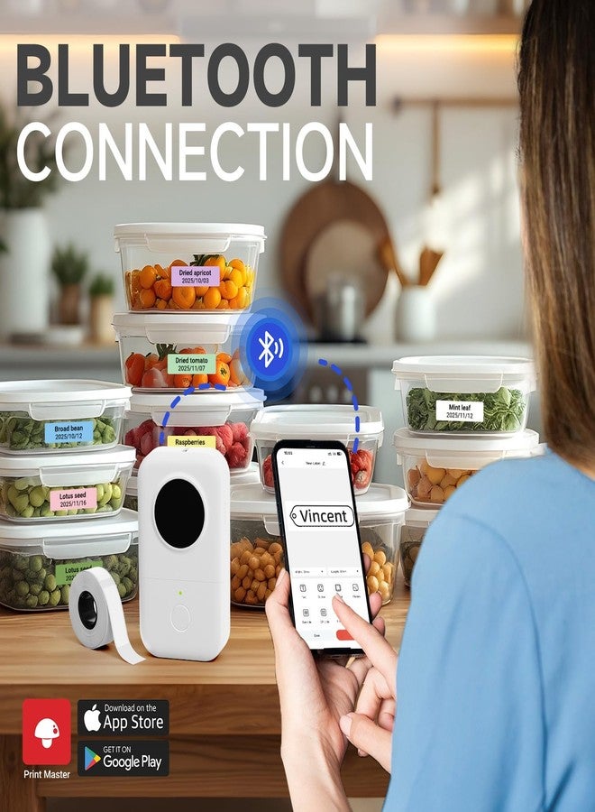 Phomemo D30 Label Maker-with 3 Roll Adhesive Label Thermal Paper Bluetooth Label Maker Thermal Label Printer Paper Mini Easy to Use for Home Office Organization-White - Image 3