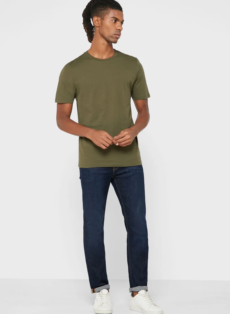 JACK & JONES Green Solid Crew Neck T-Shirt for Men | Best Price UAE