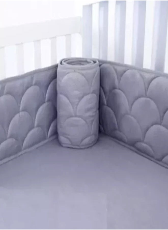 Go4Shop - 4 Pieces Baby Crib Protector Bumpers Crib - Breathable Pads Thick- Machine Washable Nursery Bed Essential Protector Pads for Boys Girls (Grey) - Image 1