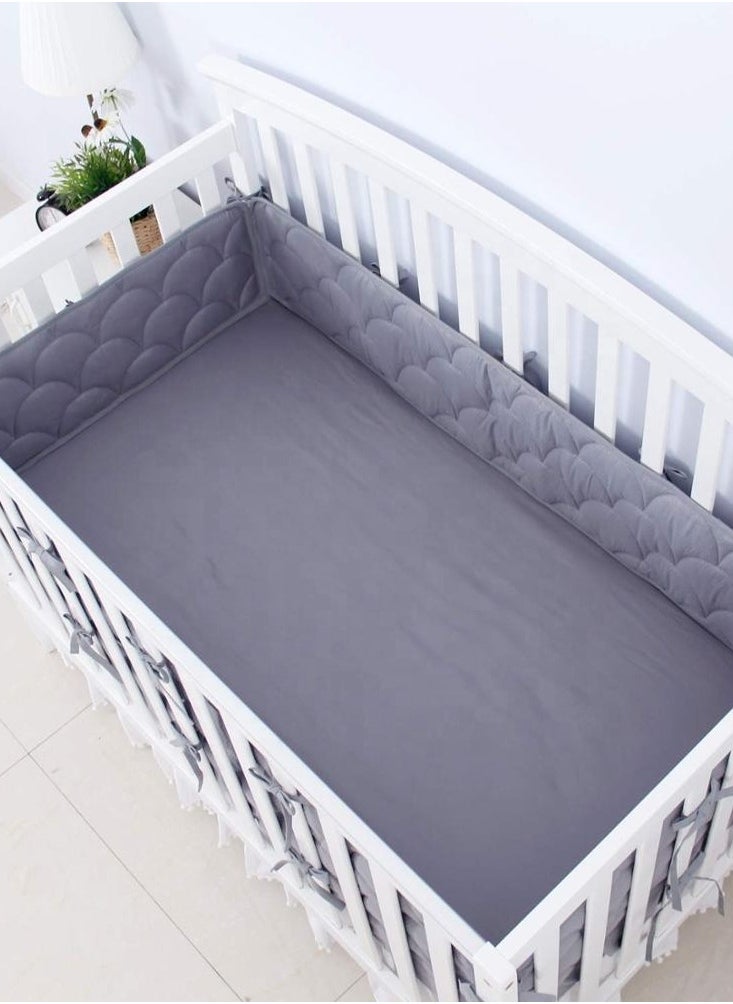 Go4Shop - 4 Pieces Baby Crib Protector Bumpers Crib - Breathable Pads Thick- Machine Washable Nursery Bed Essential Protector Pads for Boys Girls (Grey) - Image 1
