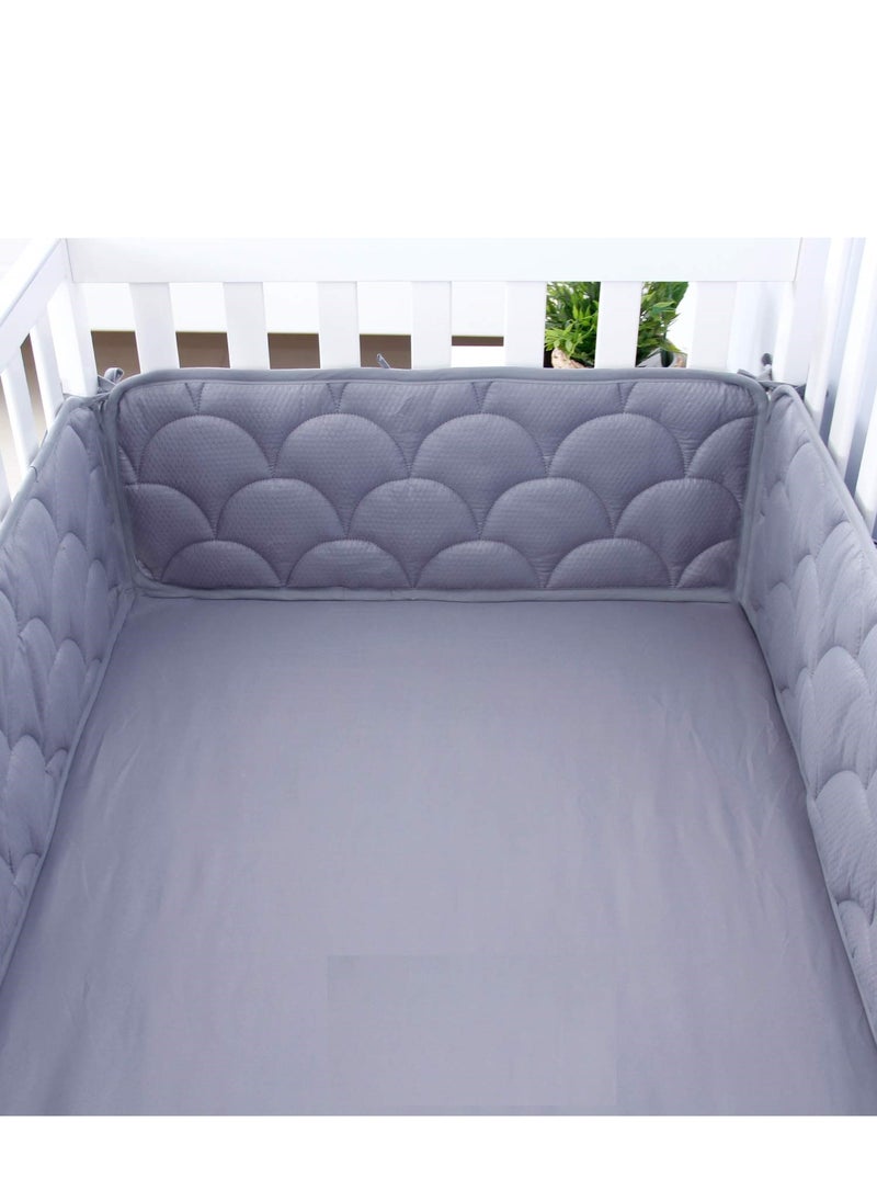 Go4Shop - 4 Pieces Baby Crib Protector Bumpers Crib - Breathable Pads Thick- Machine Washable Nursery Bed Essential Protector Pads for Boys Girls (Grey) - Image 1
