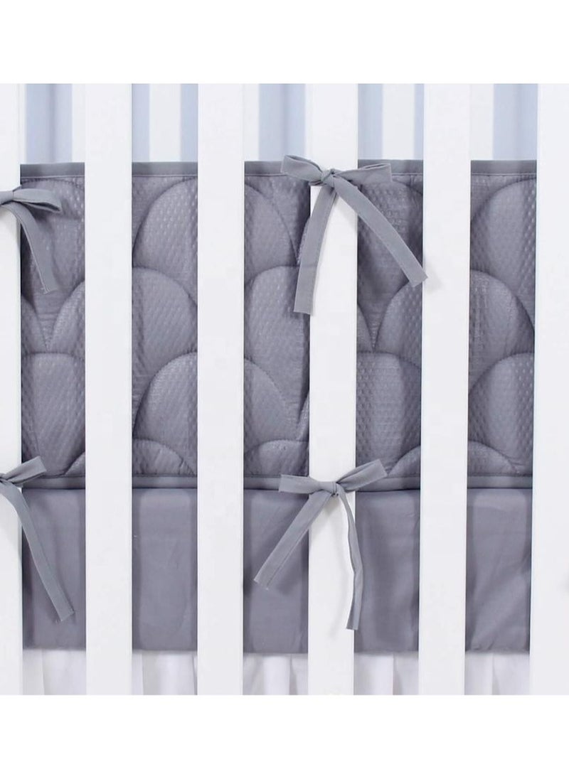 Go4Shop - 4 Pieces Baby Crib Protector Bumpers Crib - Breathable Pads Thick- Machine Washable Nursery Bed Essential Protector Pads for Boys Girls (Grey) - Image 1