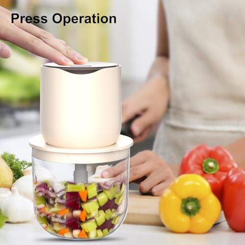 Amsdifio Electric Chopper, Rechargeable Vegetable Chopper with 3000mAh Large Capacity Battery, Onion Chopper for Kitchen with 600ml Bowl & 3 * 240ml Food Grade Bowls, Butterfly Chopper for Kitchen - Image 4