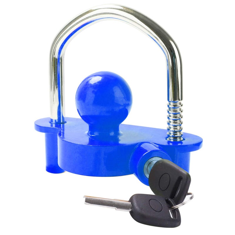 Tevlaphee Universal Trailer Ball Tow Hitch Lock Adjustable,Heavy-Duty Steel,Fit for Towing Caravan Trailer Security with 2 Keys Yellow - Image 1