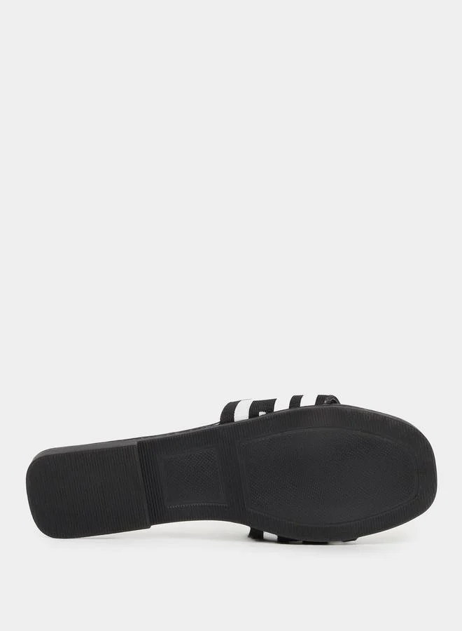 Styli Styli Textured Printed Flat Sandals