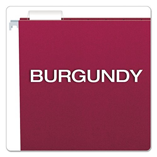 Pendaflex PFX81613 Recycled Hanging Folders, Letter Size, Burgundy, 1/5 Cut, 25/BX (81613) - Image 2
