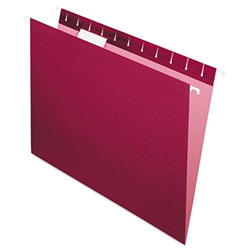Pendaflex PFX81613 Recycled Hanging Folders, Letter Size, Burgundy, 1/5 Cut, 25/BX (81613) - Image 1