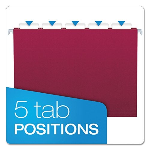 Pendaflex PFX81613 Recycled Hanging Folders, Letter Size, Burgundy, 1/5 Cut, 25/BX (81613) - Image 5