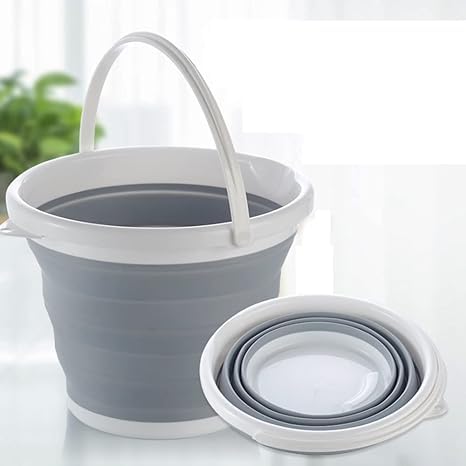 JAMBUVANTI 10L Silicone Bucket Portable Space Saving Large Water Bucket with Carry Handle for Water Camping Fishing Travelling Household Multicolor