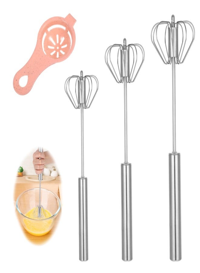 SXoonKing Semi Automatic Whisk, Stainless Steel Whisk, Egg Beater, Hand Push Whizzy Whisks for Cooking, 2025 Upgraded Whisking Tool Stainless for Baking Making Cream Whisking Beating and Stirring (10,12&14in) - Image 1