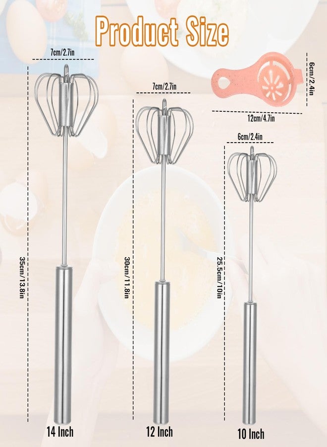 SXoonKing Semi Automatic Whisk, Stainless Steel Whisk, Egg Beater, Hand Push Whizzy Whisks for Cooking, 2025 Upgraded Whisking Tool Stainless for Baking Making Cream Whisking Beating and Stirring (10,12&14in) - Image 2