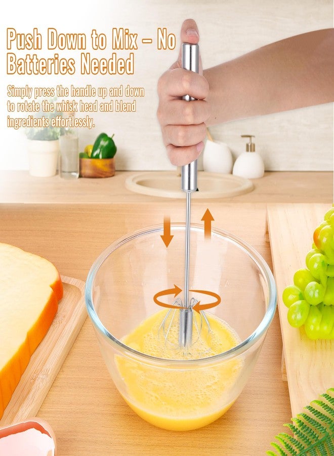 SXoonKing Semi Automatic Whisk, Stainless Steel Whisk, Egg Beater, Hand Push Whizzy Whisks for Cooking, 2025 Upgraded Whisking Tool Stainless for Baking Making Cream Whisking Beating and Stirring (10,12&14in) - Image 3