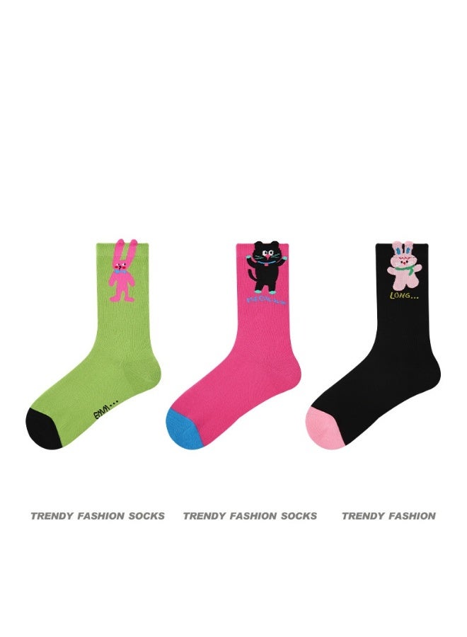 KUYING Fashion Anti Slip Breathable Sports Socks Three Piece Set 