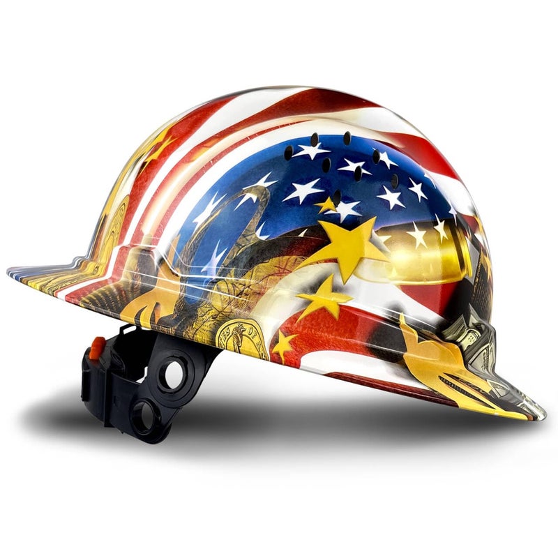 SAFEBUILDER SBD-G1C Construction Full Brim Safety Helmet HDPE Hard Hat Vented Hardhats Sunshade Carbon Fiber Pattern Industrial Work Certified ANSI/ISEA Z89.1 (A-Flag-Full Brim Hard Hats) - Image 1