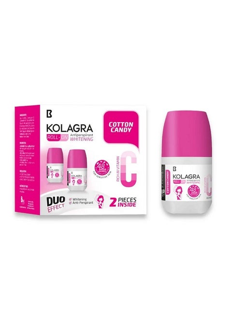 Deodorant Roll on Whitening 2*1 Cotton Candy 60ml Pack 1+1