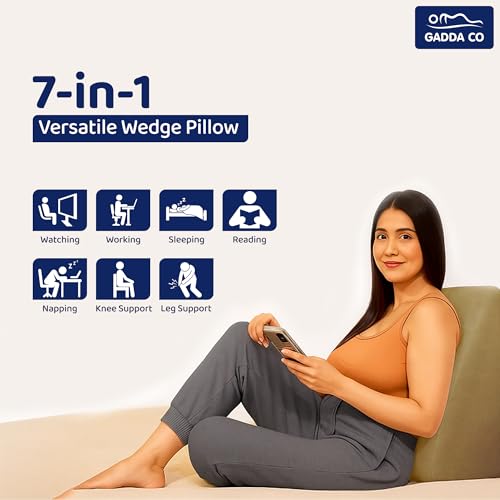 GADDA CO Wedge Cushion | 2 Years Warranty |Orthopedic Wedge Pillow for Sleeping, Acid Reflux & GERD Relief |Memory Foam Leg Elevator Cushion for Pregnancy, Back Support | Beige, 18L x 17.5W x 10H Inch - Image 4
