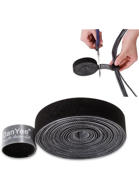 Ethernet Cable Wire Straps DanYee 2 Roll Cable Ties Hook & Loop Nylon Fastening Tape Wire 3M Adjustable Wire Organizer Cord Rope Holder for Computer Cable Management(BLACK-3M(2 Roll))