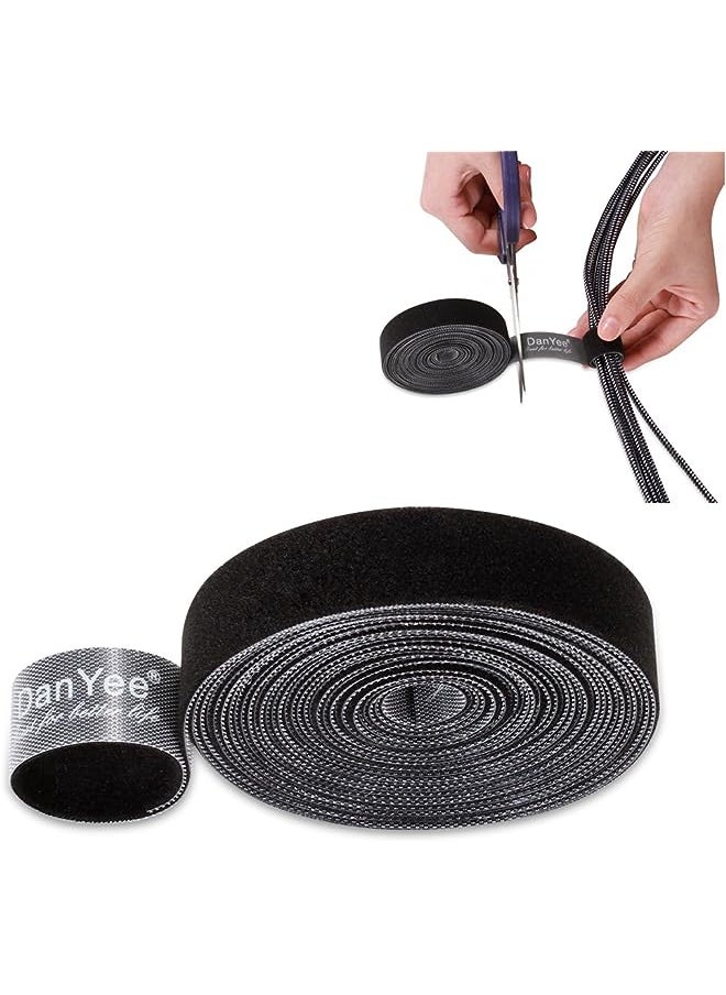 Ethernet Cable Wire Straps DanYee 2 Roll Cable Ties Hook & Loop Nylon Fastening Tape Wire 3M Adjustable Wire Organizer Cord Rope Holder for Computer Cable Management(BLACK-3M(2 Roll))