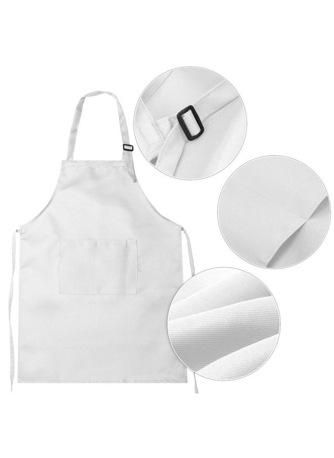 Yaomiao 4 Pieces Kids Apron With Pocket Children Adjustable Chef Apron For Cooking Baking Painting (White M For 7 13 Age)  - Image 3