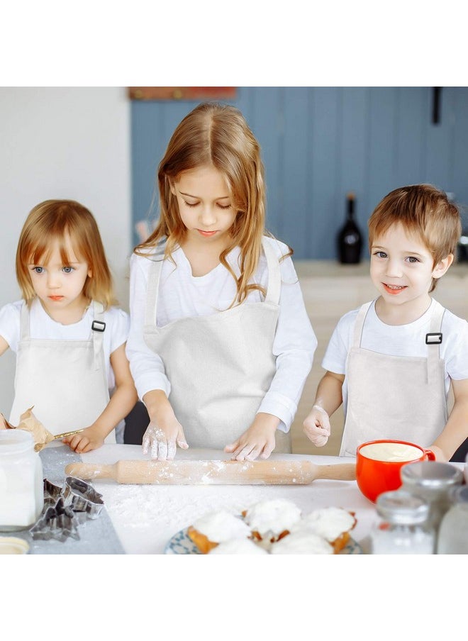 Yaomiao 4 Pieces Kids Apron With Pocket Children Adjustable Chef Apron For Cooking Baking Painting (White M For 7 13 Age)  - Image 5