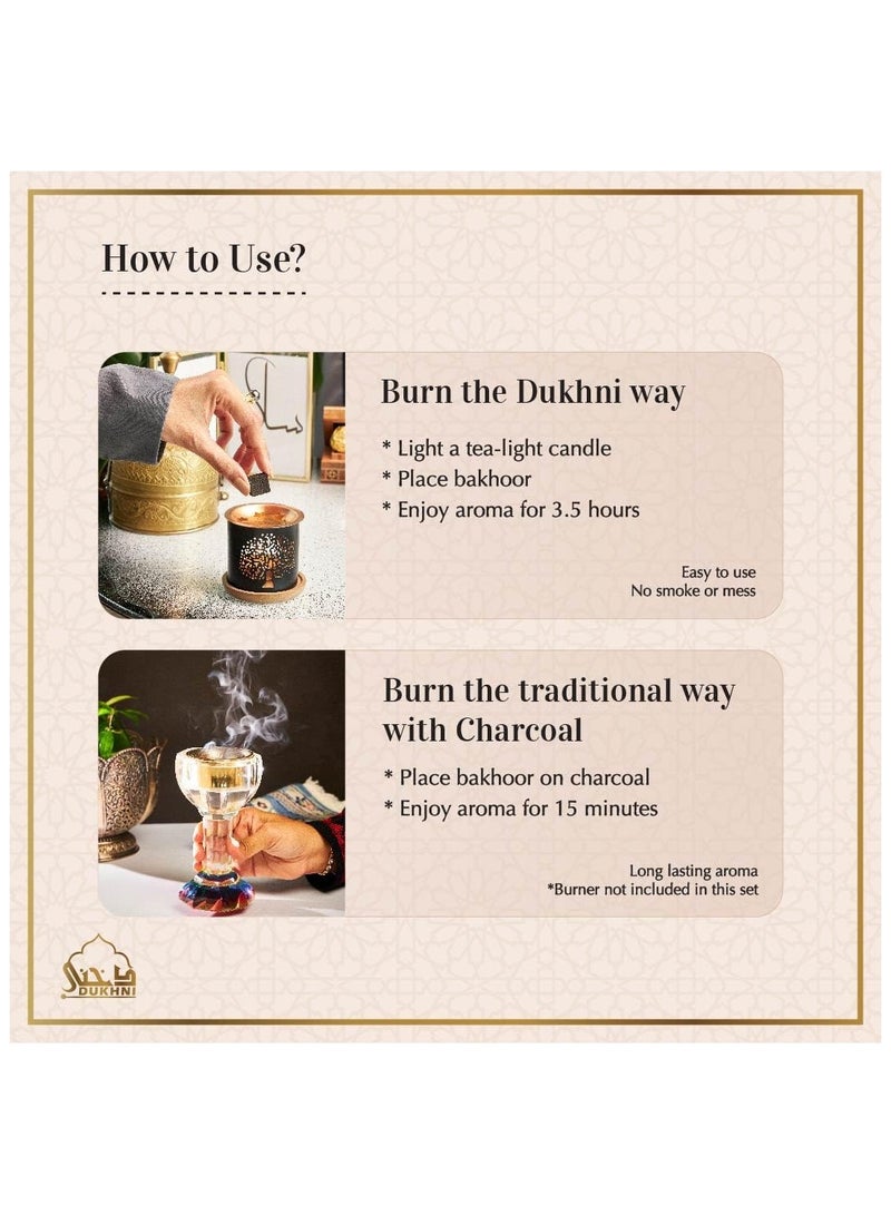 Dukhni Oud Al Teeb Bakhoor 3 boxes x 9 Piece each | Arabic Bakhoor Incense | Sandalwood Blend | Perfect for Prayer Time | To Relax & Meditate | Handmade Traditional recipe - Image 5