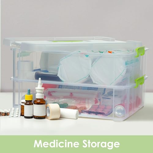 HOLLIO plastic boxes for Storage transparent boxes for storage, Portable & Stackable Space Saving Organiser with Lid for Medicine, Jewelry, Arts & Crafts, Buttons, Beads (Red, 4 TIER) - Image 5