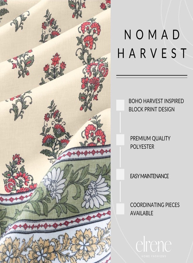 Elrene Home Fashions Nomad Harvest Block Print Fall/Thanksgiving Rectangle Wrinkle Resistant Tablecloth, 60"x102" - Image 3