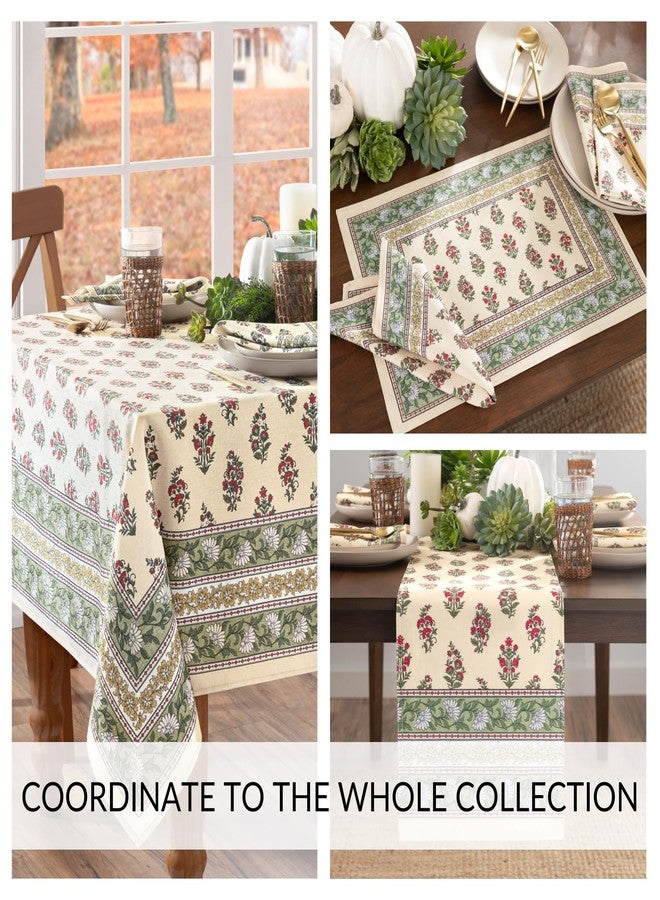 Elrene Home Fashions Nomad Harvest Block Print Fall/Thanksgiving Rectangle Wrinkle Resistant Tablecloth, 60"x102" - Image 4