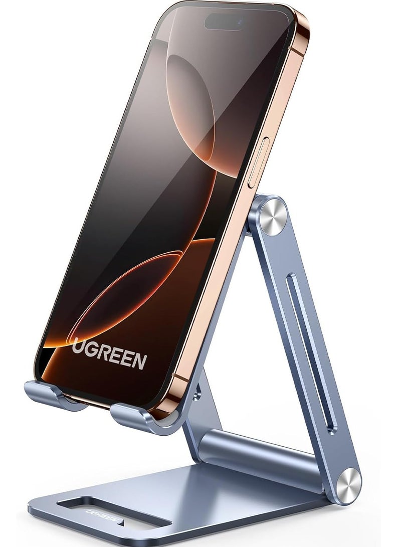 Bukela Phone Stand Aluminum Mobile Stand Adjustable Mobile Holder Foldable Phone holder, Desktop iPhone Stand Compatible with All Mobile Phone, iPhone 15 Pro/15 Pro Max, Samsung Galaxy, iPad, Silver - Image 1