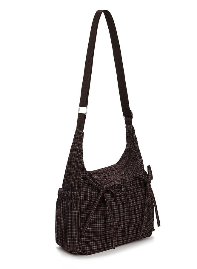 CATSEA Plaid Shoulder Bags For Women Bow Crossbody Bag Soft Messenger Purse Zipper Handbag Adjustable Shoulder Straps - Image 3