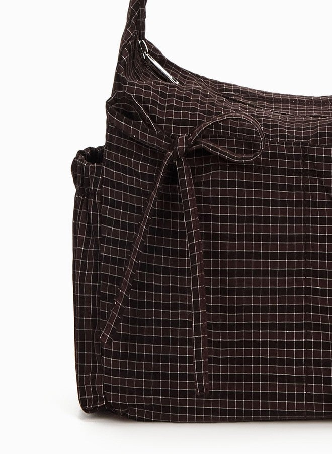 CATSEA Plaid Shoulder Bags For Women Bow Crossbody Bag Soft Messenger Purse Zipper Handbag Adjustable Shoulder Straps - Image 4